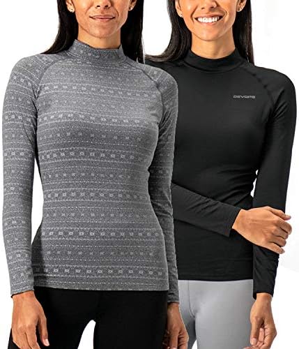 DevOps feminino 2 pacote de tartaruga térmica Camisas de manga comprida Tops BaseLayer Tops