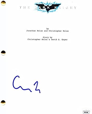Christopher Nolan assinou autógrafo The Dark Knight Full Movie Script - Autenticado por James Spence, estrelado: Christian Bale,
