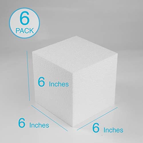 Bloco de espuma artesanal de Silverlake - 6 pacote de 6x6x6 EPS Cubos de poliestireno para artesanato, modelagem, projetos
