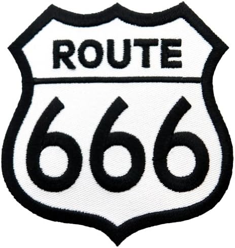 Rota 666 Patch bordado Iron-on Evil Highway Road Sign Parody 66 Biker Emblem