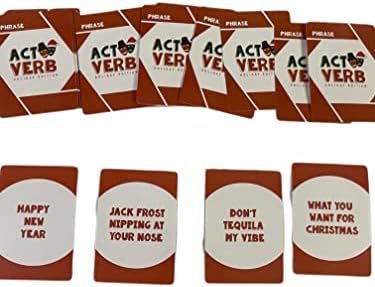 Cartões de edição de férias actVerb, jogo de cartas em família para mais de 4 jogadores, noite de jogo, o jogo em que as ações
