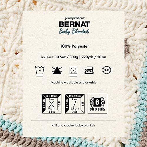 Bernat Baby Blanket Baby Greys Fir - 2 pacote de 300g/10,5 onças - poliéster - 6 super volumoso - 220 jardas - tricô/crochê