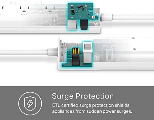 Kasa Smart Plug Power Strip HS300, Protetor de surto com 6 pontos de venda inteligentes controlados individualmente e 3 portas USB, trabalha com a Alexa & Google Home, sem necessidade de hub, branco