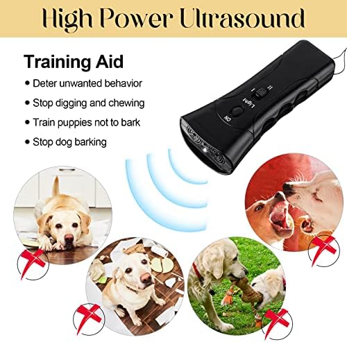 2 PCS Dispositivos de controle de latidos ultrassônicos Dispositivos de dissuasão com sensores duplos com luzes de treinamento de cachorro de luzes LEDs Auxília eletrônica de parada de parada de cães Dispositivos de cachorro