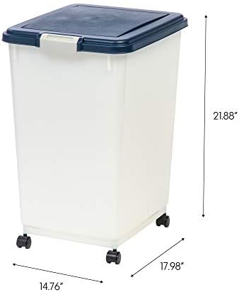 Iris EUA 50 lbs / 69 QT WeatherPro Airtight Pet Food Storage Container com rodízios anexos, para pássaro de gato de cachorro e