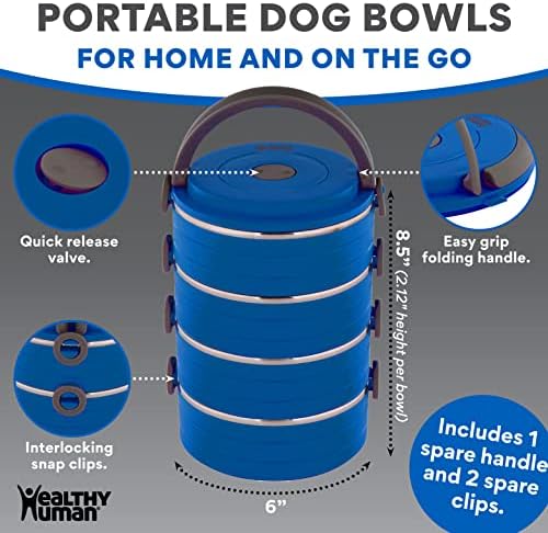 Tigelas de cães de viagem por humanos saudáveis ​​| Aço inoxidável vá BENTO BENTO | Tigelas de comida de gato e cachorro empilháveis