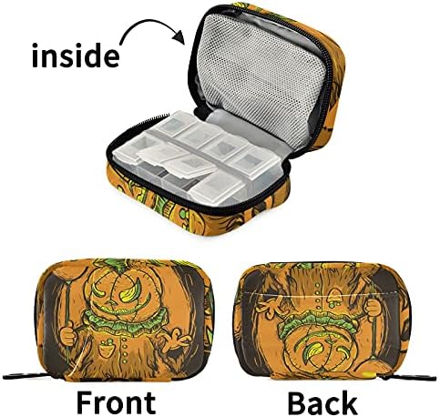 Pumpkin Monster Halloween Pill Case Bag Box Organizer com zíper portátil Suplementos Vitamínicos Caso de Medicina para viagens 7 dias
