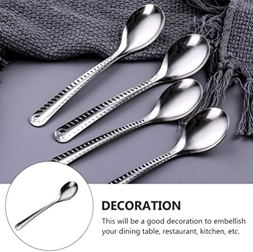 Utensílio de cozinha 20pcs aço inoxidável colheres de aço de arroz colher colher de sobremesa com alça em relevo de talheres