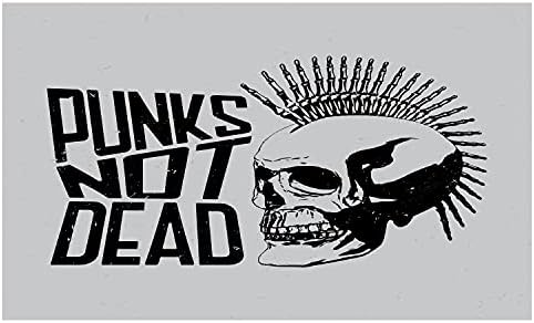 Banda de rock lunarable porra de dentes cerâmica, punks não design de pôster de caligrafia morta com um crânio em tons de