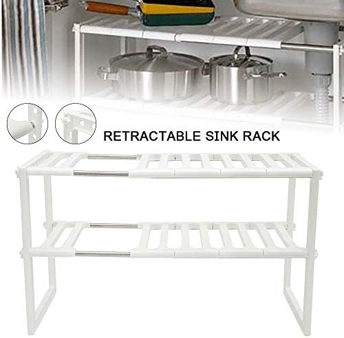 Jahh Holder Kitchen Shelf Organizer Tipo de piso ajustável pratos de dupla camada extensível em prateleira multifuncional de pia