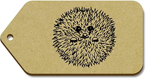 Azeeda 10 x Grandes etiquetas de presente de madeira de 'hedgehog' enroladas