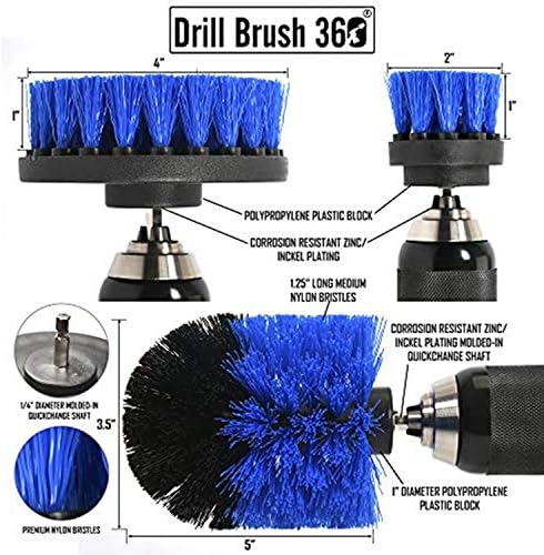 Brilhos de perfuração original Acessórios 360 Kit de embalagem -Blue Todo o objetivo de limpeza de pincéis de limpeza para a superfície