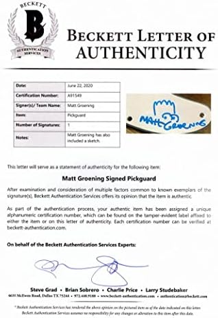 Matt Groening assinou autógrafo em tamanho grande Fender Telecaster Guitar b W/Art original Bart Simpson Sketch com Beckett Authentication