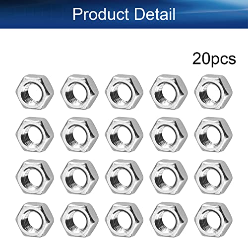 Bettomshin Hex Nuts, m5x0.8mm métrica de linhas grossas porca hexagona, aço inoxidável 316, pacote de 20