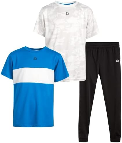 Conjunto de corredores para meninos RBX - camiseta de manga curta de 3 peças e calça de moletom de lã