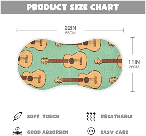 Yyzzh Guitarra Havaiana Vintage Ukulele Muslin Burp Panos para Baby 4 Pack algodão babador
