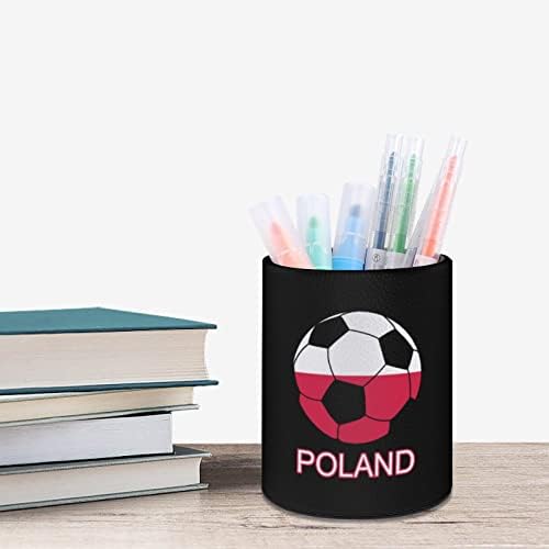 Polônia Soccer Pen Pen Portador Lápis Cup para copo de escova de maquiagem de organizador de mesa para o escritório da sala de aula