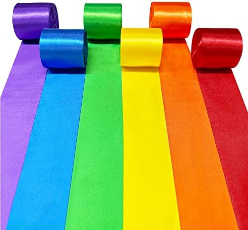 Fita de cetim arco -íris 65.6yd × 1,97 largura fita colorida para presentes embrulhando artesanato diy margem suspensa streamer girland