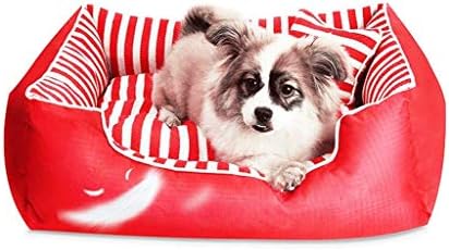 Cama de cachorro ortopédica vermelha mamawn - com espuma ortopédica ranhurada, almofada confortável de aro com algodão e fundo não escalonado