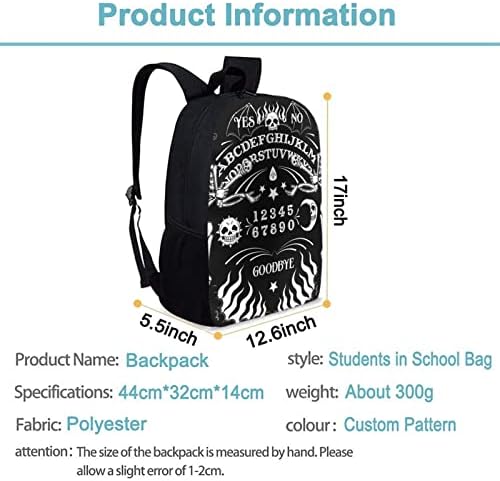Niyoung Unissex School College Students Bookbag Backpack de laptop de viagens casuais para o dia a dia, Skull Skull Skeleton Ouija