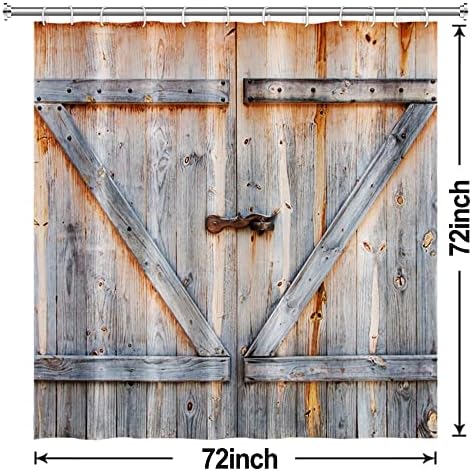 Cortina de chuveiro de porta de madeira Ruelvth, cortina de chuveiro de portas de madeira marrom de madeira marrom