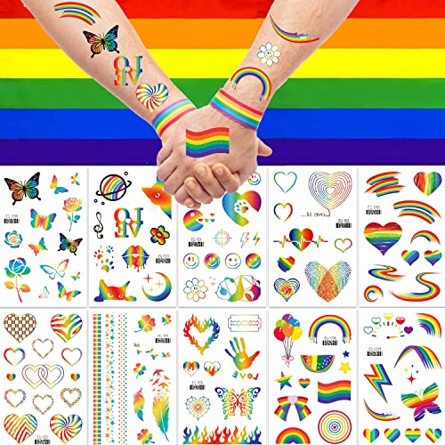 Rainbow Tattoos-LGBT Rainbow Orgulho gay Orgulho arco-íris Tattoos adesivos Bandeira tatuagens de coração Tattoos à prova d'água Decal
