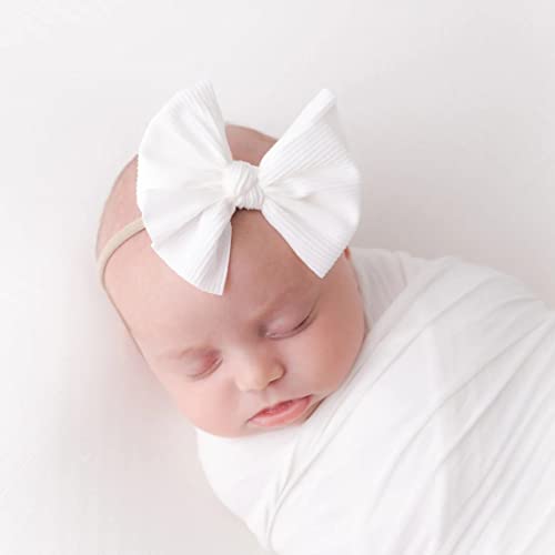Bloomposh Baby Nylon Bandas de cabeça Bandas de cabelo Armásticas Elastics Acessórios de cabelo para meninas recém -nascidas crianças crianças crianças, branco