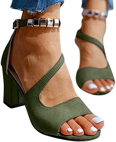 ANIYWN Feminino elegante de dedo do dedo do pé baixo Sandálias Sandálias de verão Aberto do tornozelo Sandálias