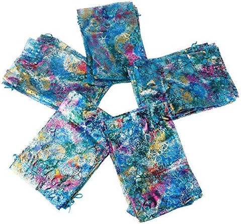 Zwish 50 pacote 8x12 polegadas Bolsas de presente de organza estilo coralina azul para brinquedos doces de chocolate pardo