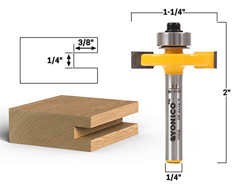 Yonico Slot Cutter Router Bit 1/4 polegada de altura x 3/8 de polegada de 1/4 polegada Haste 14181q