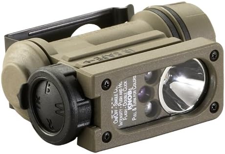 Streamlight 14512 Sidewinder 47 Lumens Compact II Modelo Militar ângulo Lanterna de cabeça, headstrap e kit de montagem de capacete