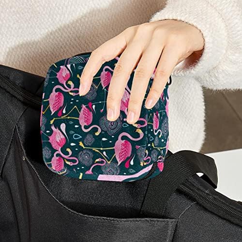 Bolsa de época, bolsa de armazenamento de guardanapo sanitário, bolsa de época, bolsa de maquiagem de viagem, flamingo