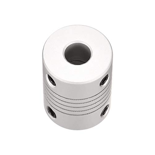 UXCELL de 7 mm a 8mm de eixo de liga de alumínio de 8 mm Conector de acoplador flexível Junta L25xd19 Prata, 5pcs