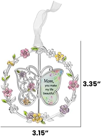 Laraine Butterfly pendurada ornamentos charme mamãe dia das mães Butterfly Wind Chime Ornament Charme com Metal Heart