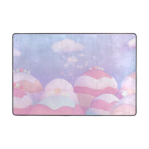 Mr.xzy nuvem padrão fofo céu rosa tapete de área grande para sala de estar bebê de rawl de rastreamento tapete de tapete