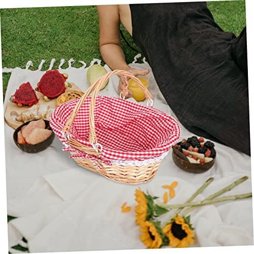 Caixa de cesta de vime de vime com tampa de cesta de armazenamento decorativo para cestas de presente de frutas para crianças imitação