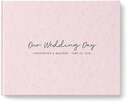 Por favor, obrigado livro de convidados de casamento personalizado com páginas em branco, capa dura, paisagem 10,9 x 8,75 polegadas,