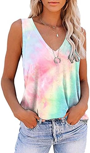 Neartime Women Women sem mangas tanques de verão casual impressão de girassol Top solto Fit U Pescoço camisetas