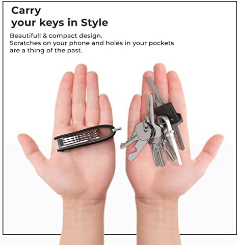 Northwall Key Organizer Keychain, do suporte compacto de couro italiano, mecanismo de bloqueio seguro, mantém até 7 chaves,