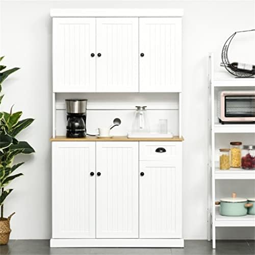 Armário de armazenamento branco quul 71 Aparador de cozinha despensa de cozinha de autoatendimento com suporte de microondas