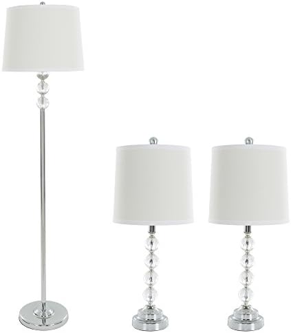 Lâmpadas de mesa e lâmpadas de piso conjunto de 3, bolas de cristal facetadas por casa luxuosa
