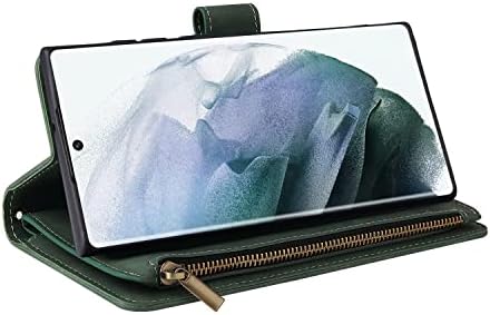 Ranyok compatível com o galaxy S22 Ultra 5G Cartet Case, Premium PU Zipper Folio RFID bloqueando com slot de cartolina Strap