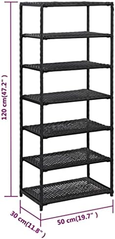 Vidaxl Shoe Rack preto 19,7 x11.8 x47.2 poly rattan