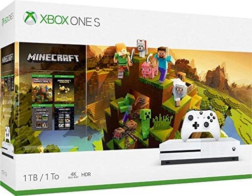 Xbox One S 1 TB/2TB Minecraft Creators Bacho de bônus, controlador sem fio Xbox, Minecraft Starter Pack, Minecraft Creators Pack, Personalize até 1 TB HDD, 2TB HDD e 1 TB SSD,
