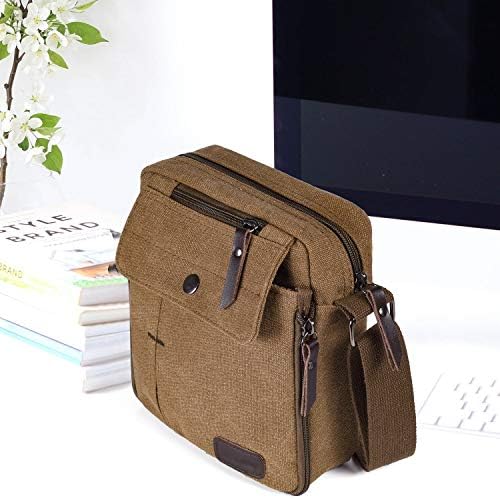 Canvas masculinas pequenas bolsas de mensagens de ombro casual bolsa de tórax bolsa de transporte ， bolsa de vários bolsos