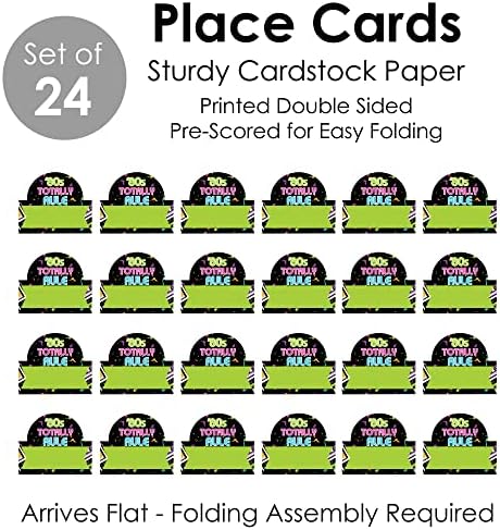 Big Dot of Happiness 80's Retro - Totalmente dos anos 80 Card de buffet de barraca - Configuração da tabela Nome de lugar Cards - Conjunto