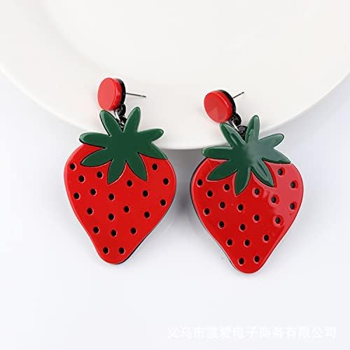 Seakuur acrílico leve e colorido e colorido Red Cute Strawberry Drop and Dangle Brincos Moda feminina e brincos divertidos