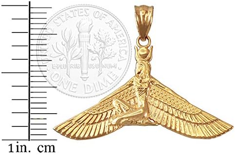 La Blingz 10k Gold Amarelo Isis Egípcio Colar de deusa alada egípcia