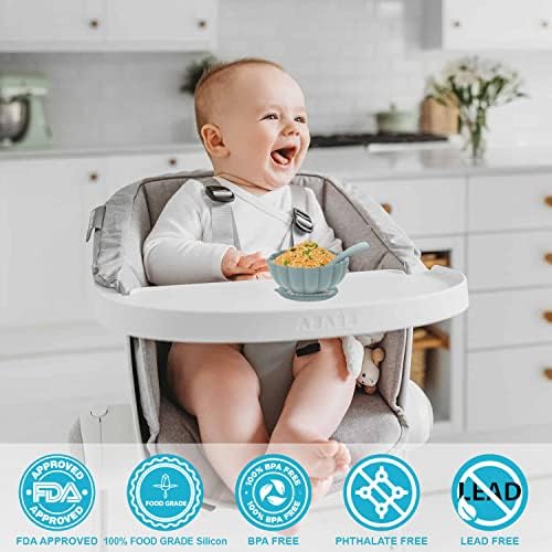 Flor Silicone Baby e Costa de criança com sucção e colher-sem bPa e não tóxico-perfeito para alimentação automática e desmame