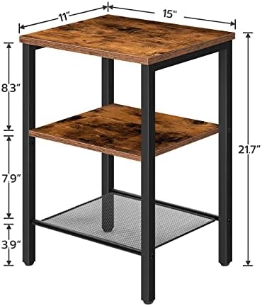 Conjunto de estações de cabeceiras Hoobro de 2, mesa lateral de 3 camadas com prateleira ajustável, mesa final industrial